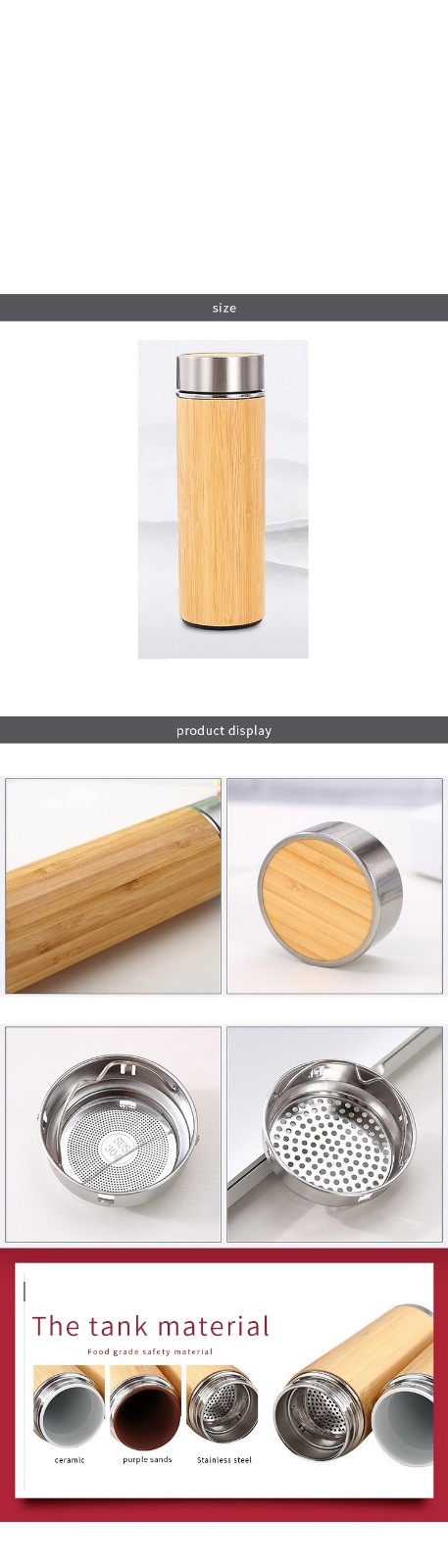 BPA Free New Design Non-leak Double Wall Bamboo Coffee Cup