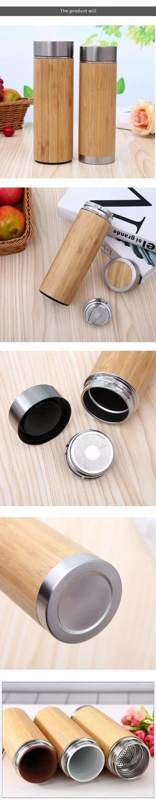 BPA Free New Design Non-leak Double Wall Bamboo Coffee Cup