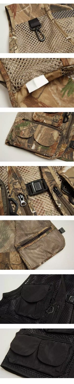 Men's outdoor travel design windproof camo military camouflage fly multi pocket fishing vest